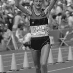 Winning the 1984 silver medal for the marathon at the Summer Olympics